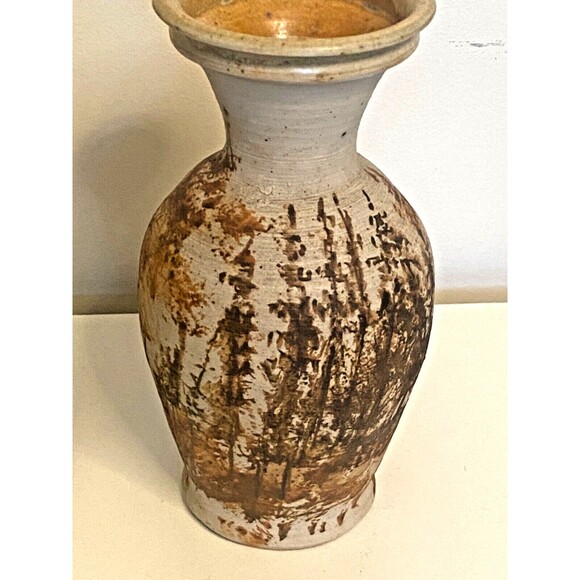 VTG 1980 RON KROGH Vase LANDSCAPE Nature Trees CERAMIC ART POTTERY Signed Etched - Picture 3 of 12